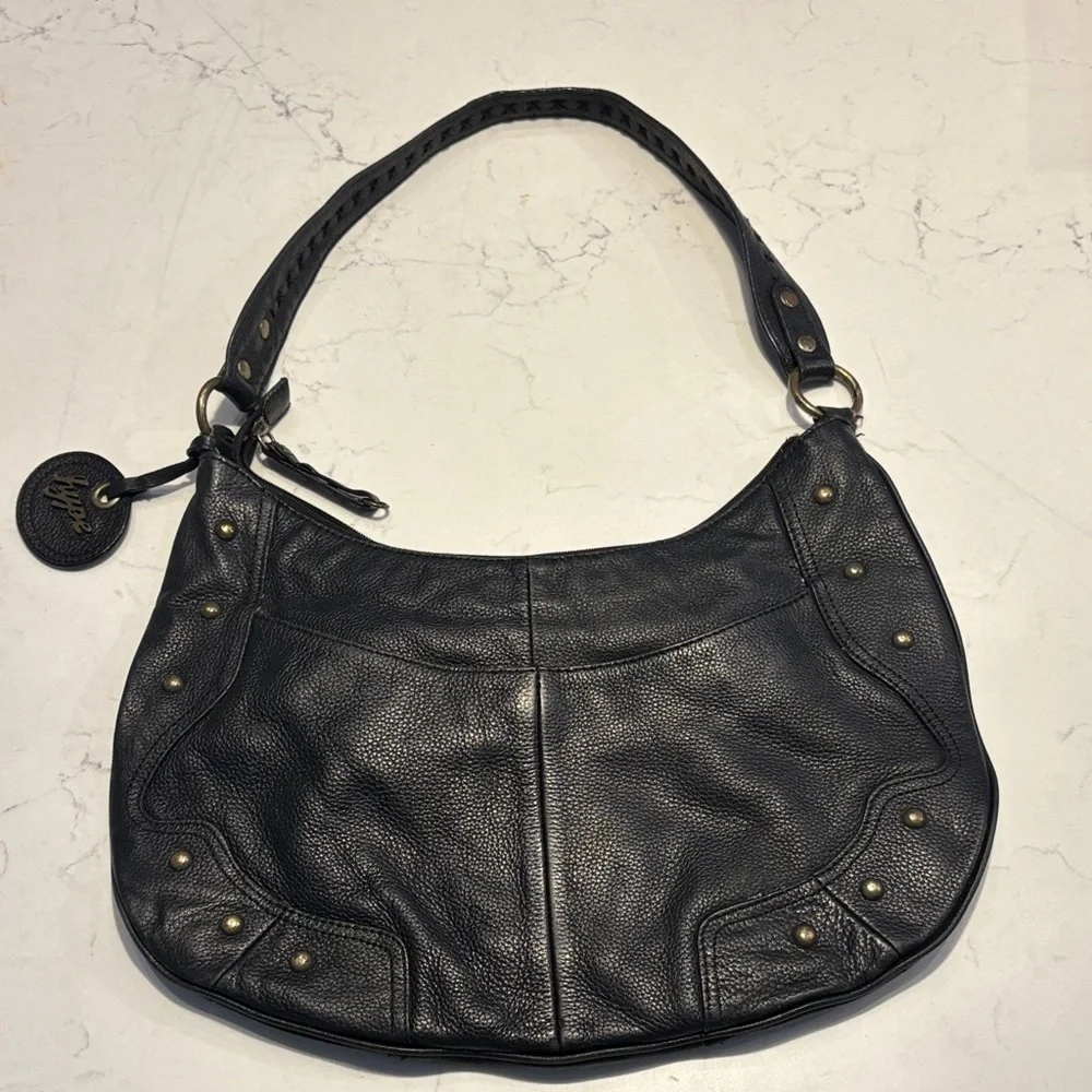 Hype Black‎ Leather Hobo Bag